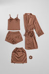 Zivame Luxe Satin 5 Pc Sleep Set - Brown Patina — thumbnail 2